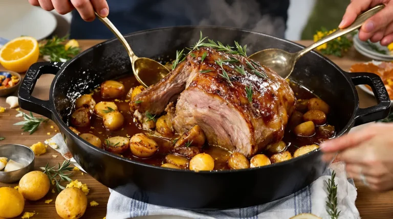 Agneau de Pâques confit au miel et au romarin : le plat familial fondant et parfumé à partager Agneau de Pâques confit au miel et au romarin : le plat familial fondant et parfumé à partager