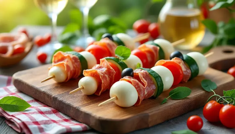 découvrez une recette facile et rapide de brochettes apéro froides, parfaites pour vos soirées estivales entre amis ou en famille.